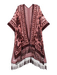 Velvet & Mesh Drape Boho Robe With Tassels - 6 Color Options