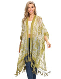 Velvet & Mesh Drape Boho Robe With Tassels - 6 Color Options