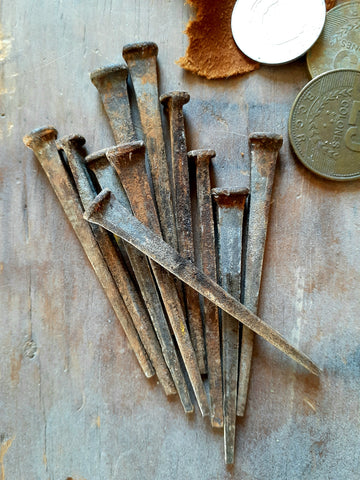 Vintage Hand-Forged Nails - Set of 3