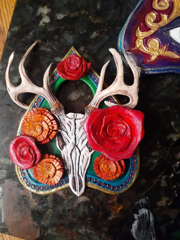 Deer Skull Bouquet Planchette Pendant