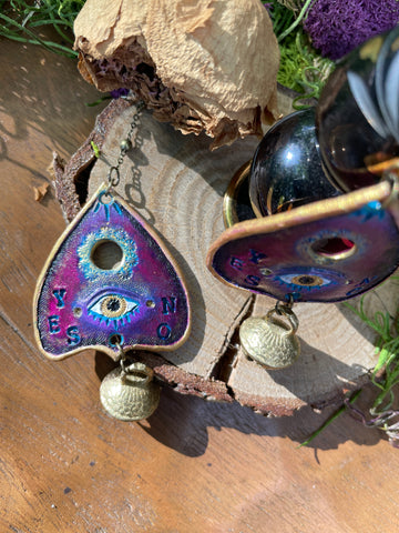 Purple Leather Planchette Earrings