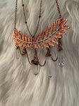 Copper Leaf & Suspended Quartz Necklace